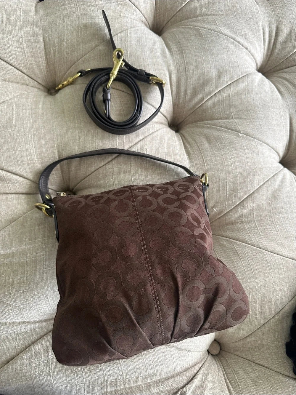 Coach Chocolate Signature Jacquard Shoulder Bag